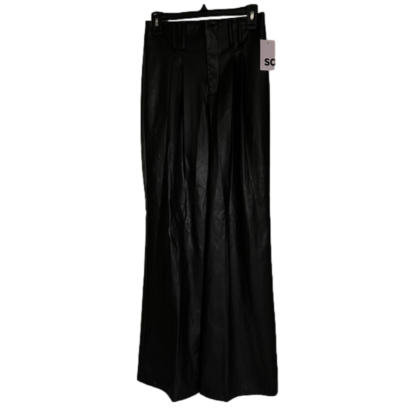 Wide Leg Leather Pants - Picture 1 of 4